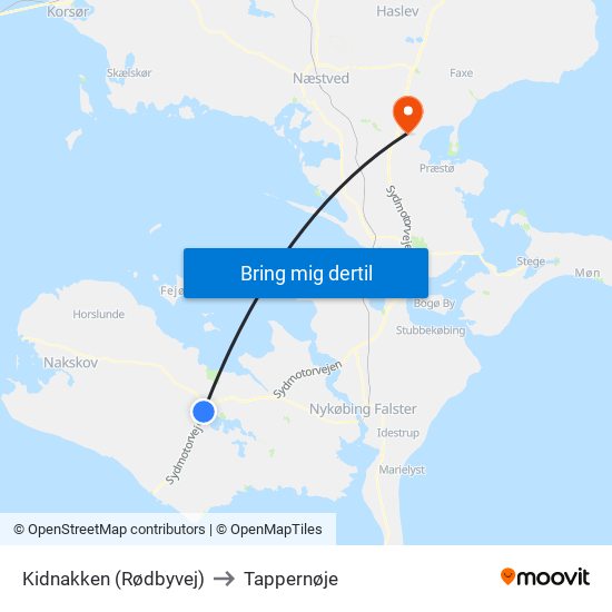 Kidnakken (Rødbyvej) to Tappernøje map