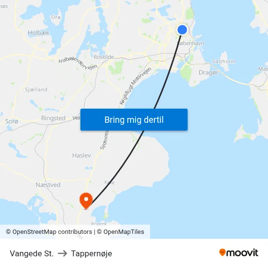 Vangede St. to Tappernøje map