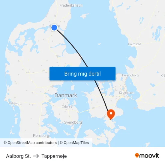 Aalborg St. to Tappernøje map