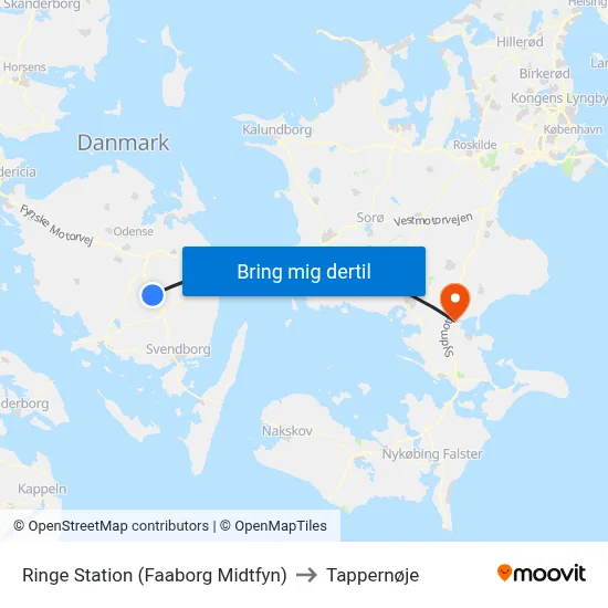 Ringe Station (Faaborg Midtfyn) to Tappernøje map