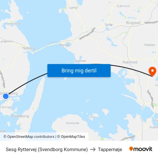 Sesg Ryttervej (Svendborg Kommune) to Tappernøje map