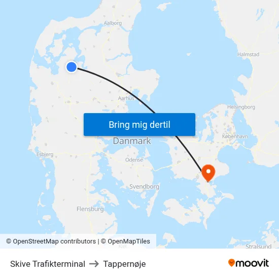 Skive Trafikterminal to Tappernøje map