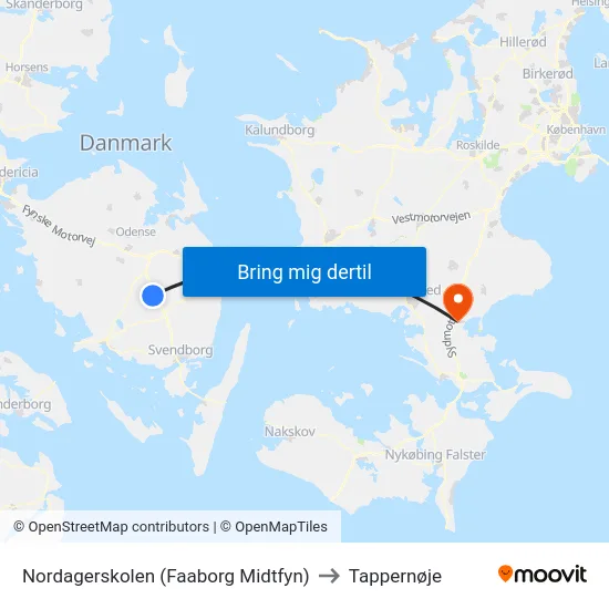 Nordagerskolen (Faaborg Midtfyn) to Tappernøje map