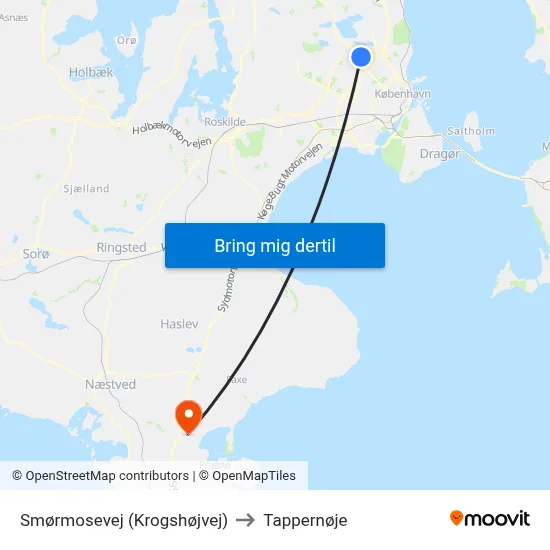 Smørmosevej (Krogshøjvej) to Tappernøje map
