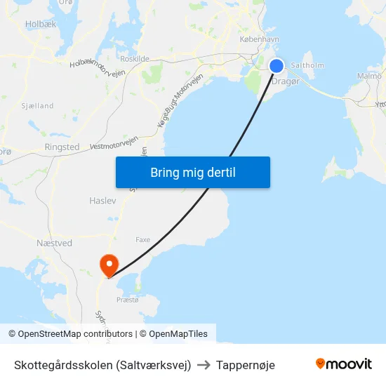 Skottegårdsskolen (Saltværksvej) to Tappernøje map
