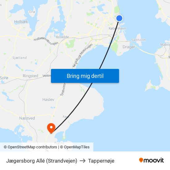 Jægersborg Allé (Strandvejen) to Tappernøje map