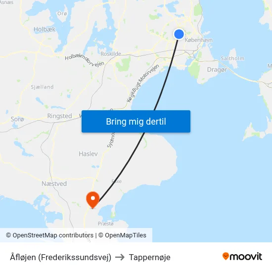 Åfløjen (Frederikssundsvej) to Tappernøje map