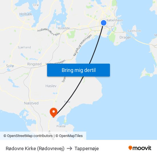 Rødovre Kirke (Rødovrevej) to Tappernøje map