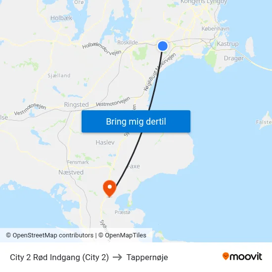City 2 Rød Indgang (City 2) to Tappernøje map