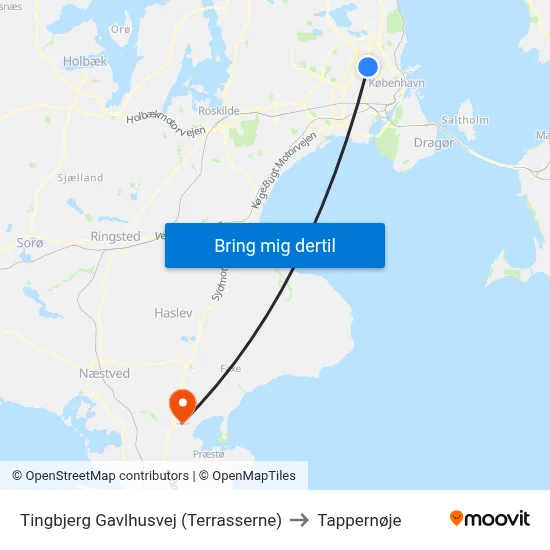Tingbjerg Gavlhusvej (Terrasserne) to Tappernøje map