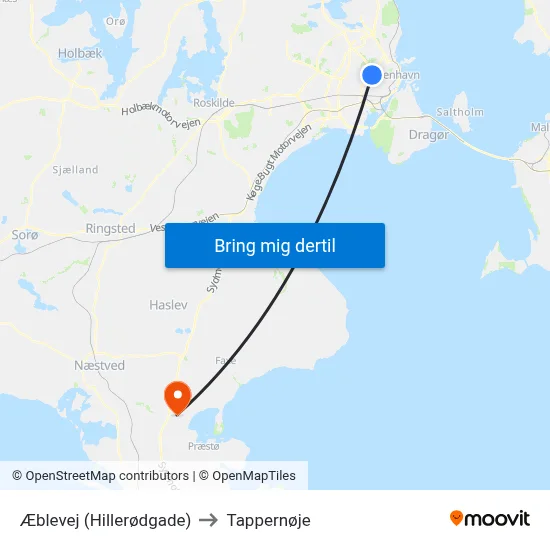 Æblevej (Hillerødgade) to Tappernøje map