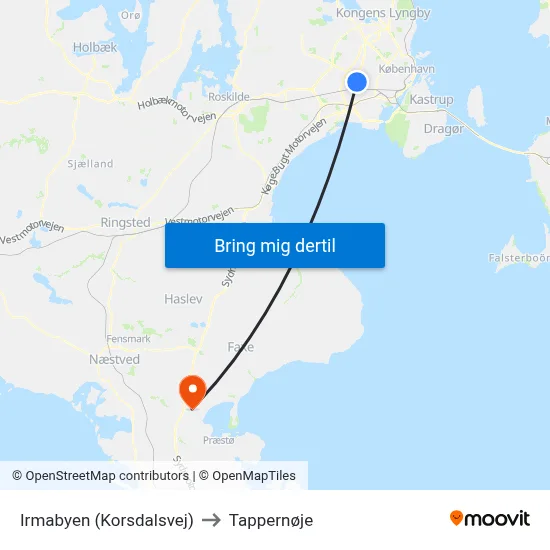 Irmabyen (Korsdalsvej) to Tappernøje map