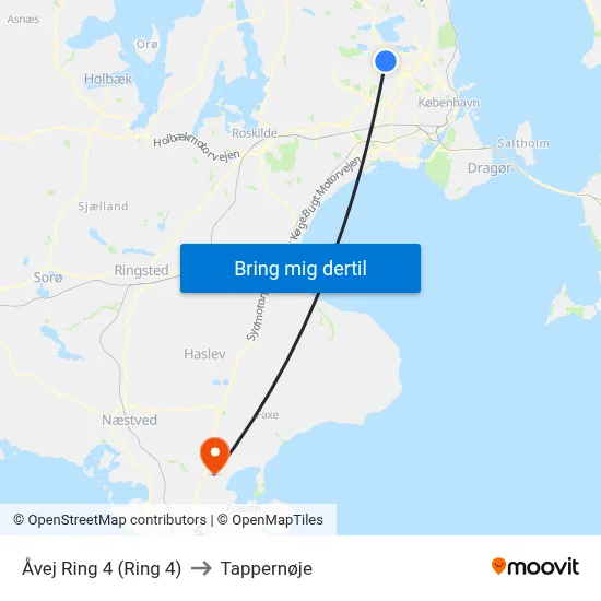 Åvej Ring 4 (Ring 4) to Tappernøje map