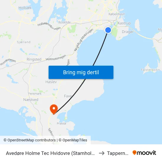 Avedøre Holme Tec Hvidovre (Stamholmen) to Tappernøje map