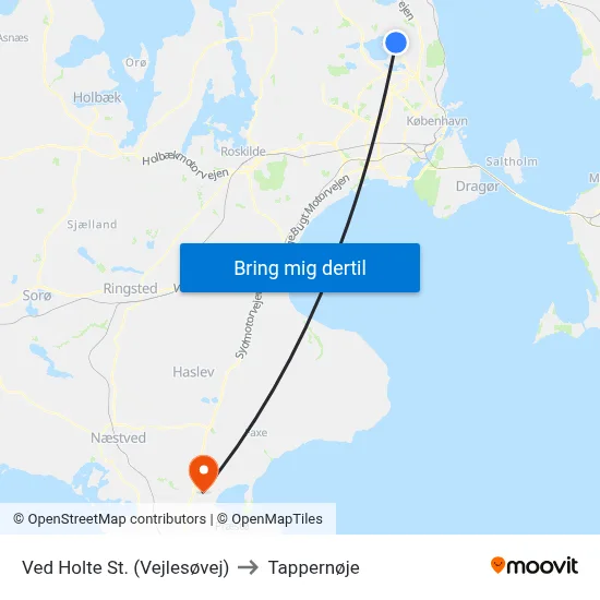 Ved Holte St. (Vejlesøvej) to Tappernøje map