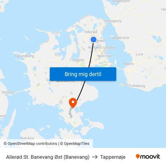 Allerød St. Banevang Øst (Banevang) to Tappernøje map