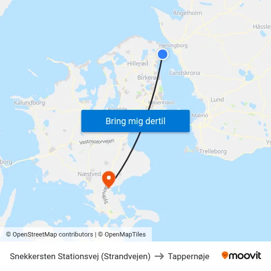 Snekkersten Stationsvej (Strandvejen) to Tappernøje map