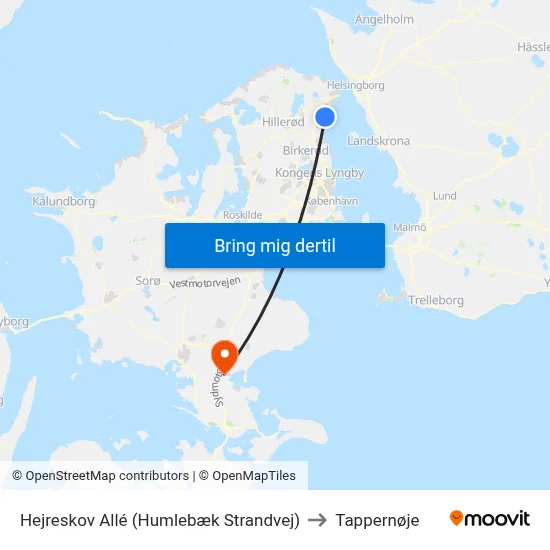 Hejreskov Allé (Humlebæk Strandvej) to Tappernøje map