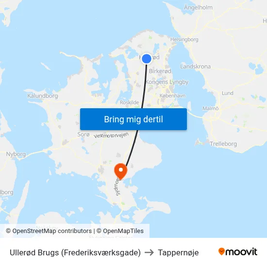 Ullerød Brugs (Frederiksværksgade) to Tappernøje map