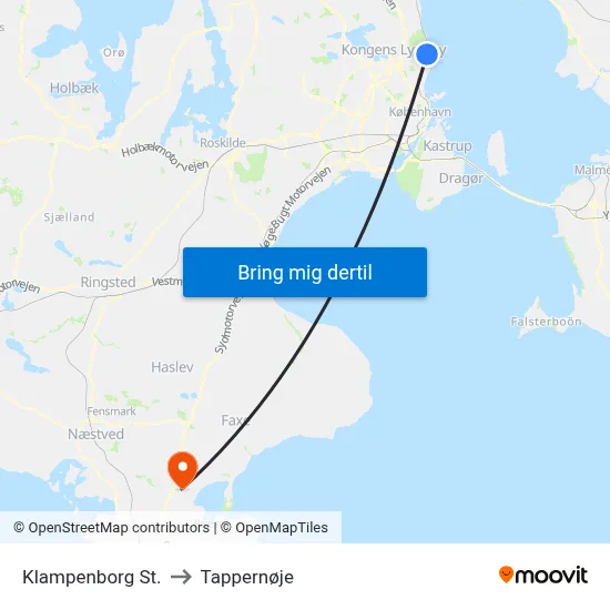 Klampenborg St. to Tappernøje map