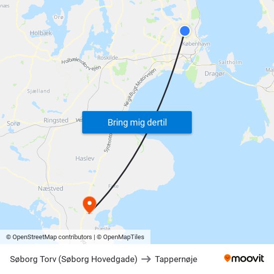 Søborg Torv (Søborg Hovedgade) to Tappernøje map