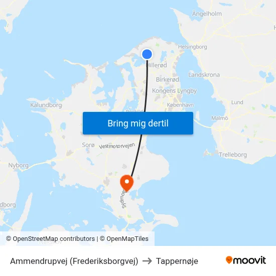 Ammendrupvej (Frederiksborgvej) to Tappernøje map