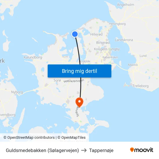 Guldsmedebakken (Sølagervejen) to Tappernøje map