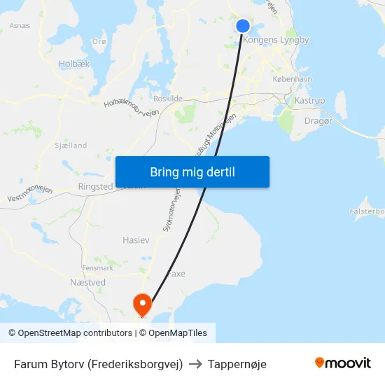 Farum Bytorv (Frederiksborgvej) to Tappernøje map
