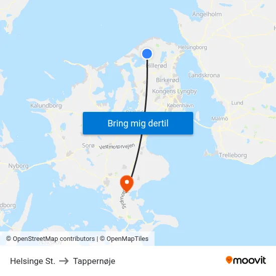 Helsinge St. to Tappernøje map