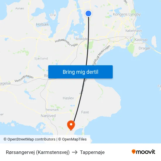 Rørsangervej (Karmstensvej) to Tappernøje map