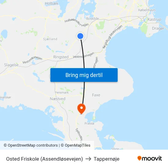 Osted Friskole (Assendløsevejen) to Tappernøje map