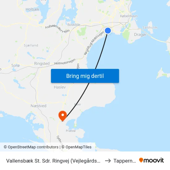 Vallensbæk St. Sdr. Ringvej (Vejlegårdsparken) to Tappernøje map