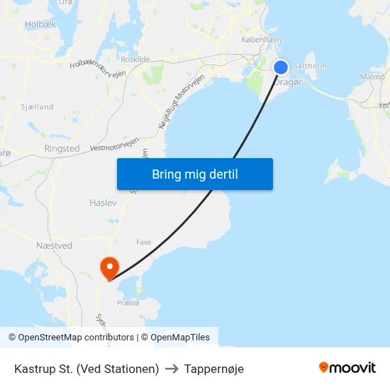 Kastrup St. (Ved Stationen) to Tappernøje map