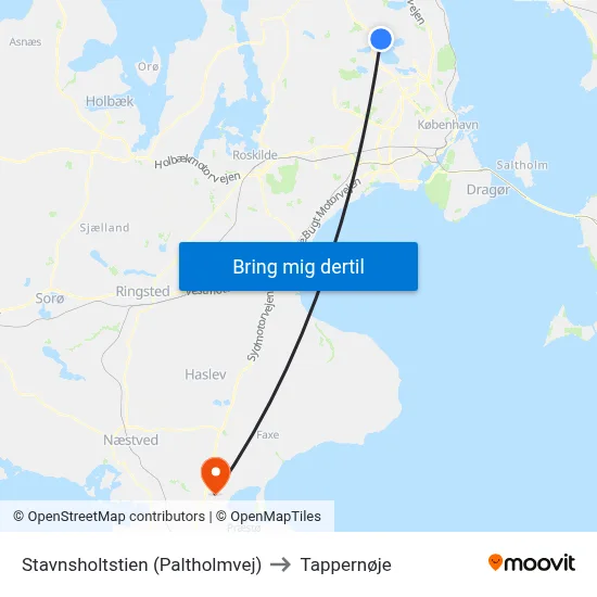 Stavnsholtstien (Paltholmvej) to Tappernøje map