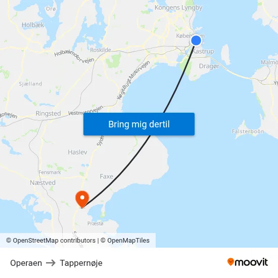 Operaen to Tappernøje map