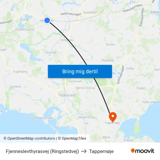 Fjenneslevthyrasvej (Ringstedvej) to Tappernøje map