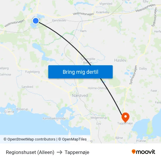 Regionshuset (Alleen) to Tappernøje map