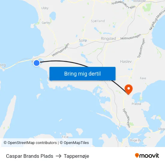 Caspar Brands Plads to Tappernøje map