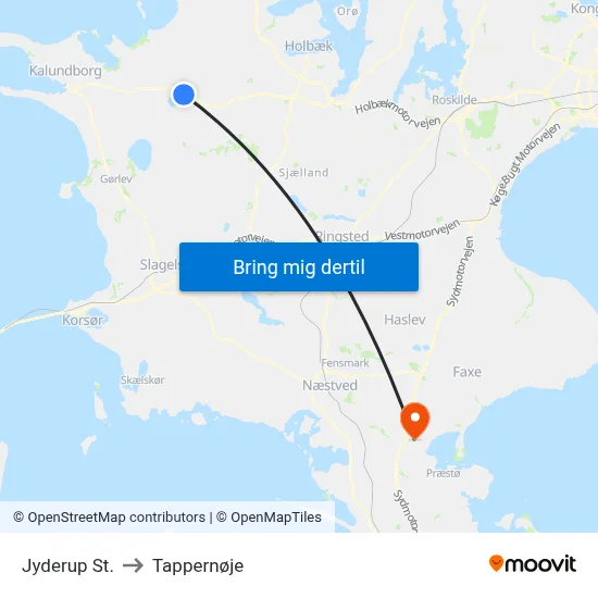 Jyderup St. to Tappernøje map