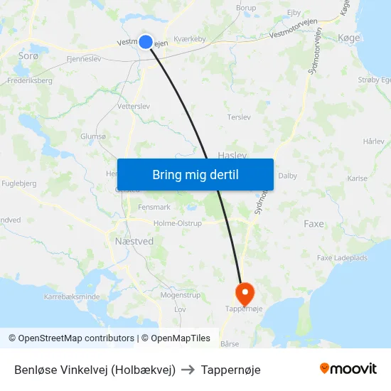 Benløse Vinkelvej (Holbækvej) to Tappernøje map