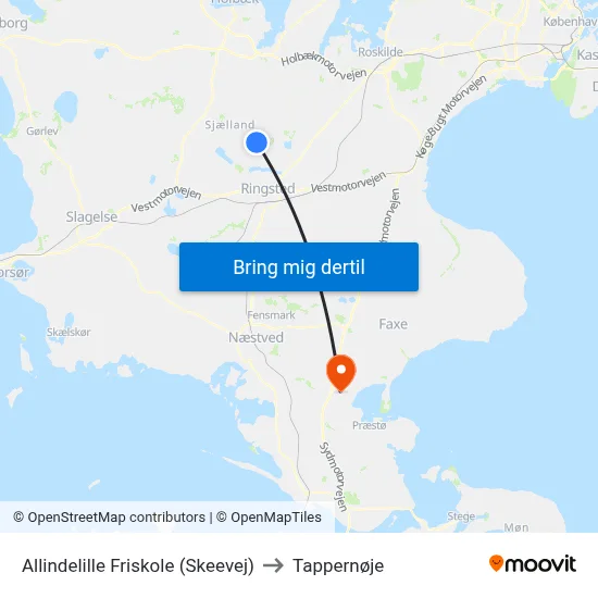 Allindelille Friskole (Skeevej) to Tappernøje map