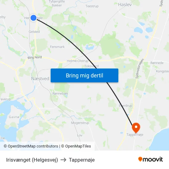 Irisvænget (Helgesvej) to Tappernøje map