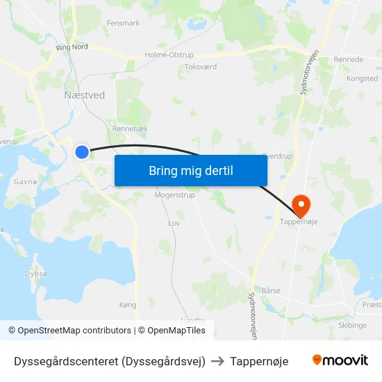 Dyssegårdscenteret (Dyssegårdsvej) to Tappernøje map