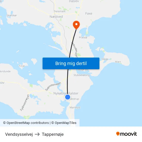 Vendsysselvej to Tappernøje map
