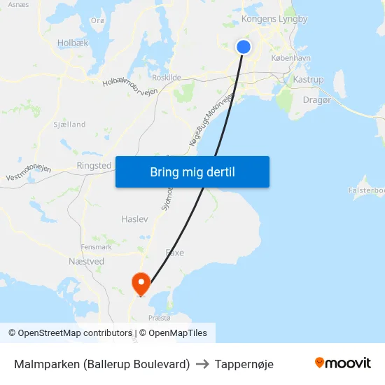 Malmparken (Ballerup Boulevard) to Tappernøje map
