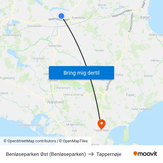 Benløseparken Øst (Benløseparken) to Tappernøje map