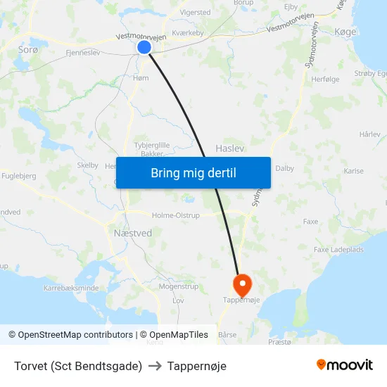 Torvet (Sct Bendtsgade) to Tappernøje map