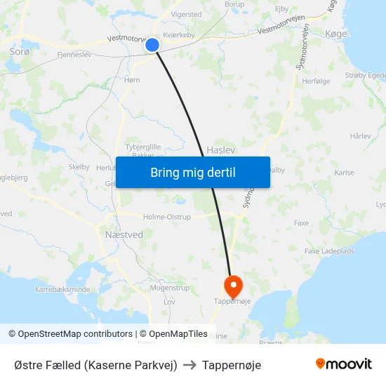 Østre Fælled (Kaserne Parkvej) to Tappernøje map