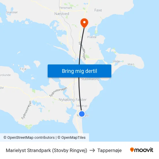 Marielyst Strandpark (Stovby Ringvej) to Tappernøje map