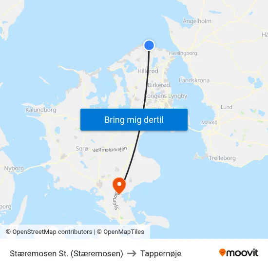 Stæremosen St. (Stæremosen) to Tappernøje map